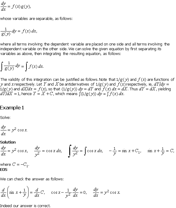 7 8 Differential Equations Variables Separable